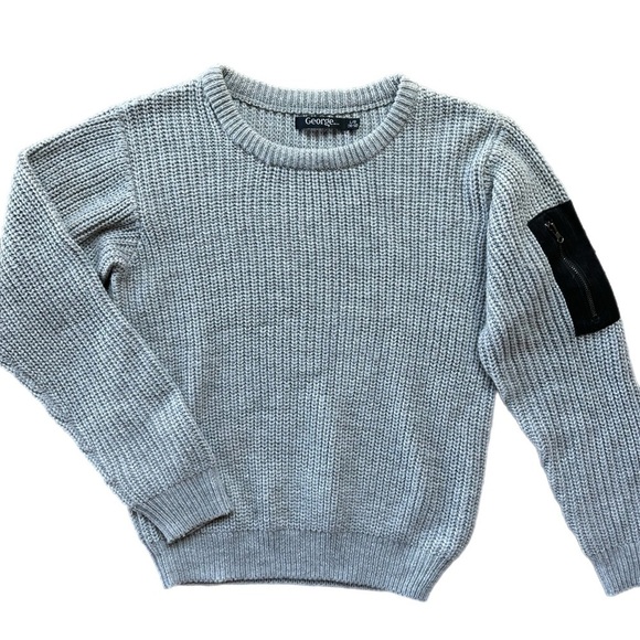 George Boys Grey Waffle Knit Sweater Size 10-12 - Picture 2 of 5